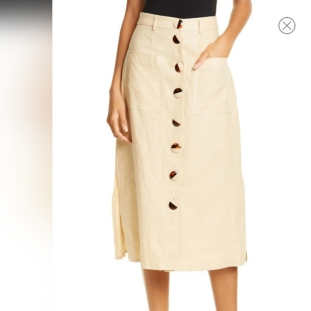 NICHOLAS 100% linen midi skirt